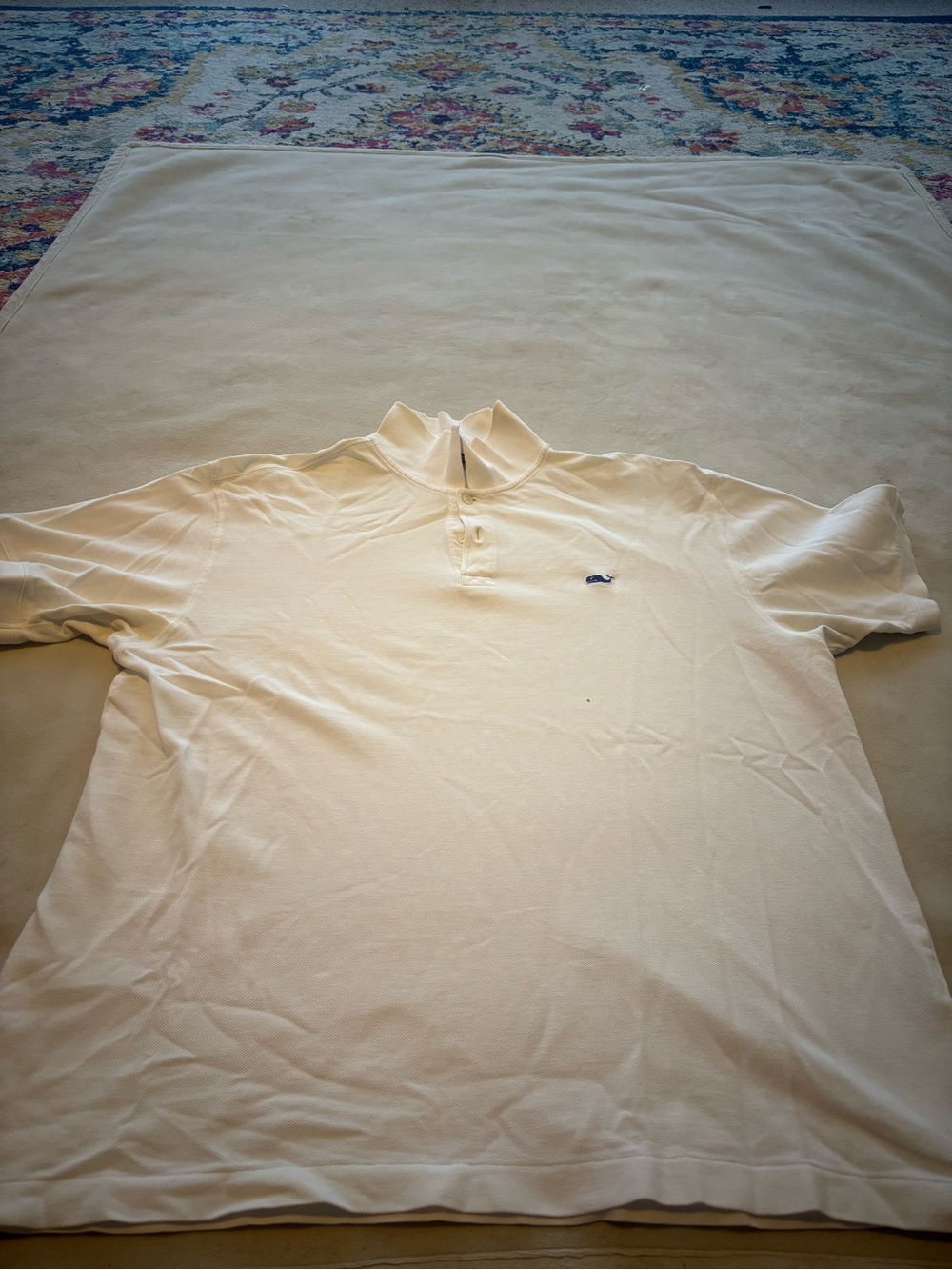 Vineyard Vines Men's Cream Short-Sleeve Polo with Whale Logo